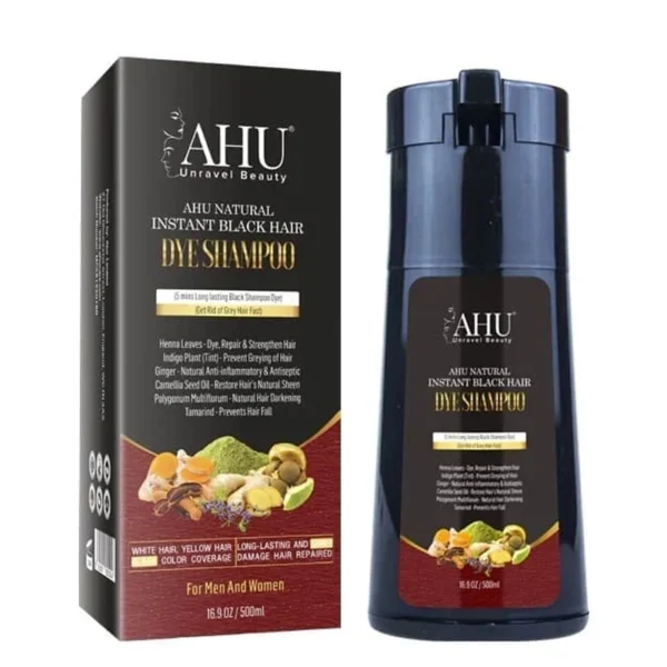 Ahu Natural Instant Black Hair Dye Shampoo