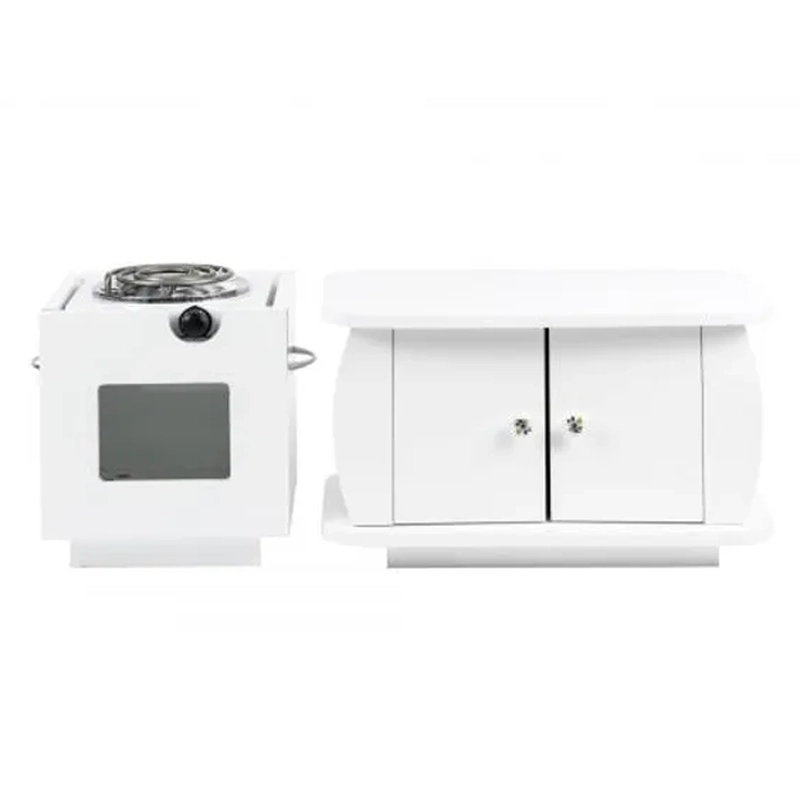 Set of table + table + hot plate - white