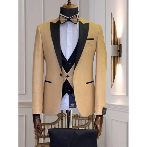 Aurora Gold Three-Piece Tuxedo Suit