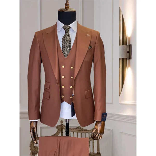 Classic Brown Pinstripe Three-Piece Suit